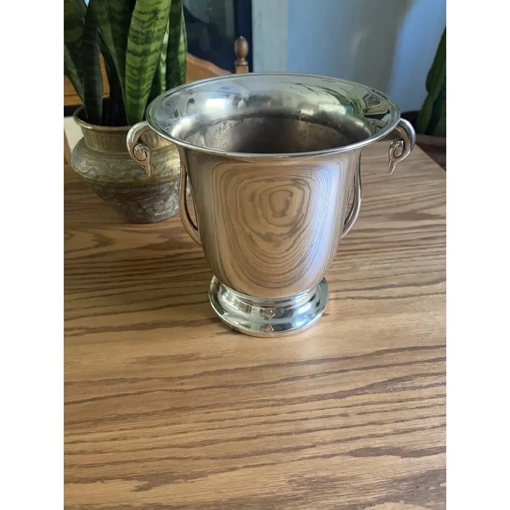 Vintage Kent Silversmith Silver Plate Champagne Ice Bucket With Swan Handles
